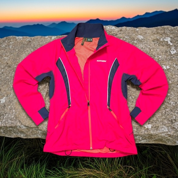 Norheim Jackets & Blazers - Norheim God Tur Pink Navy Softshell Hiking Jacket Womens Size Medium M Full Zip